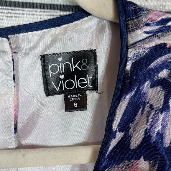 Pink & Violet Girl's Pink and Navy Floral Print Flower Dress Sz 6 - Picture 8 of 11